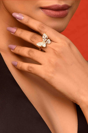 UNIHLC Gold Butterfly Ring