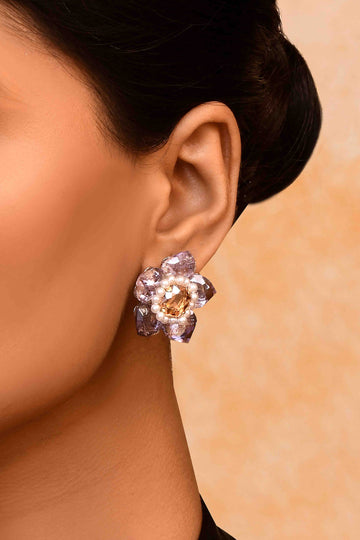 UNIHLC Lilac Bloom Pearl Earrings