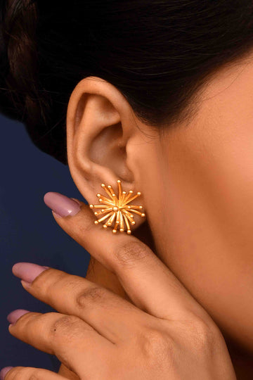 UNIHLC Golden Starburst Statement Stud Earrings