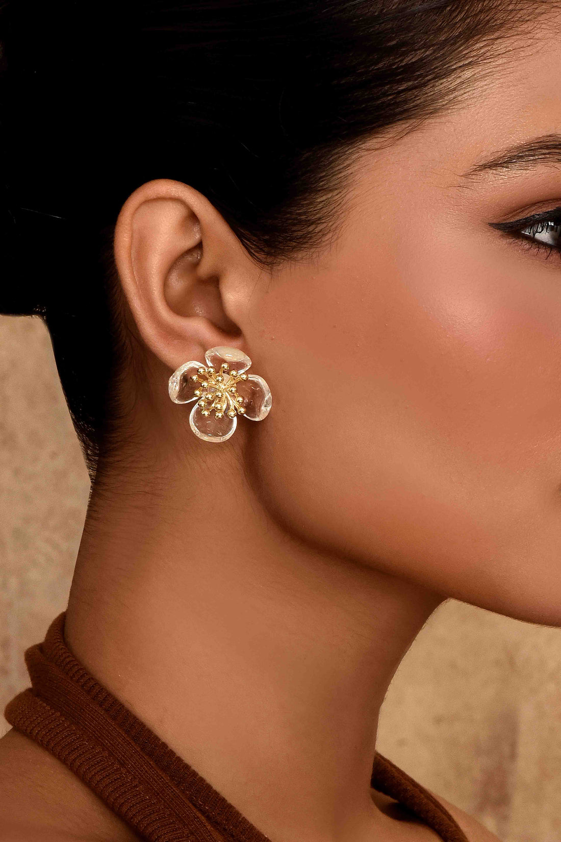 UNIHLC Clear Floral Bloom Studs