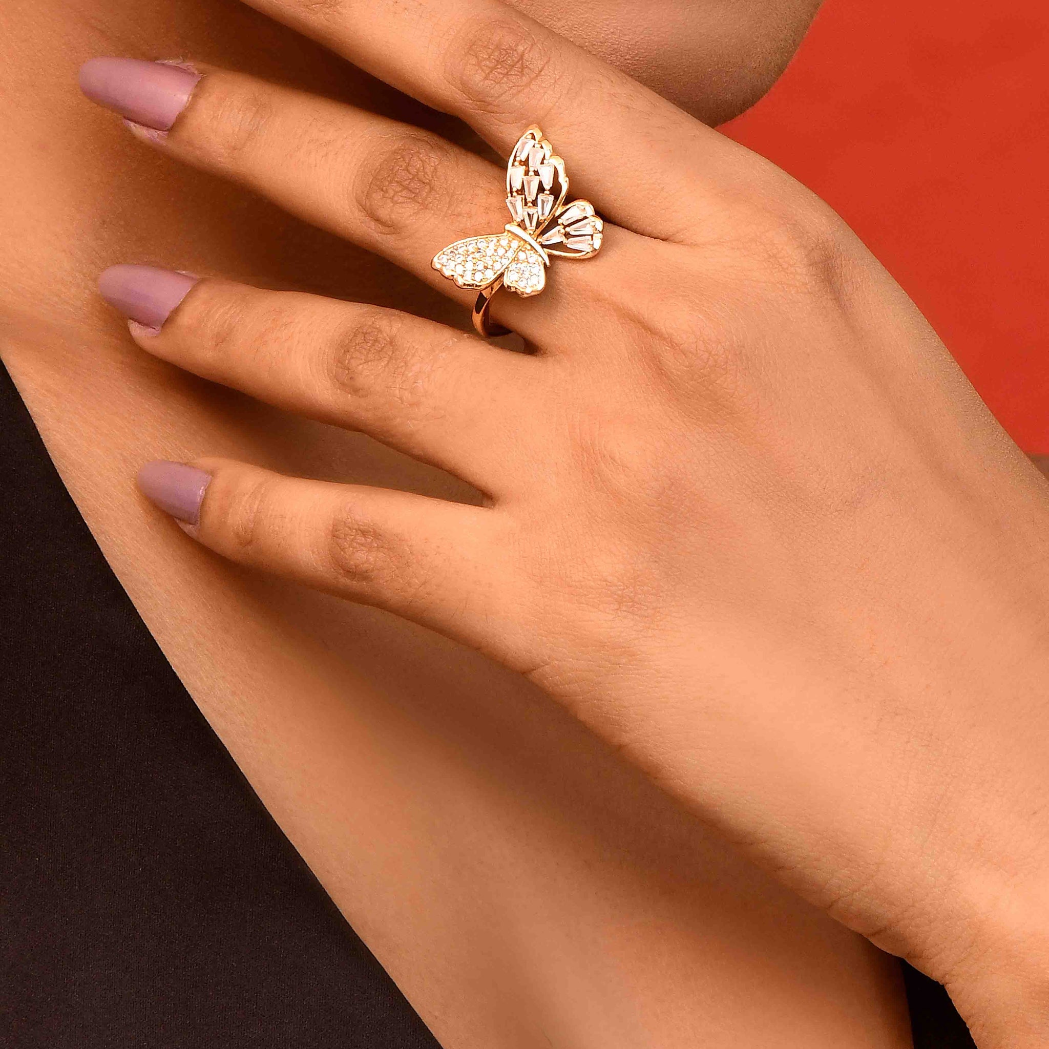 UNIHLC Gold Butterfly Ring