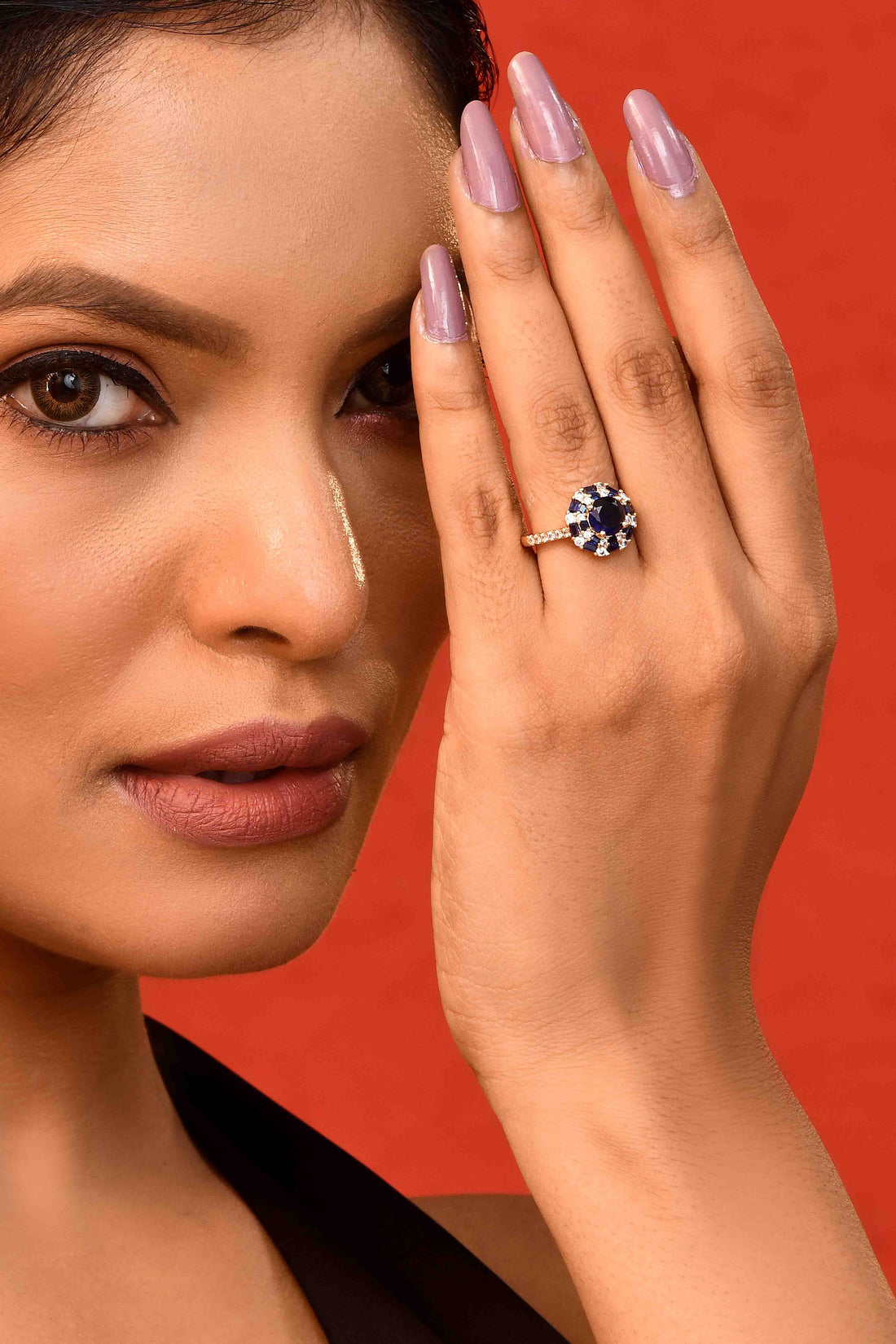 UNIHLC Royal Blue Halo Ring
