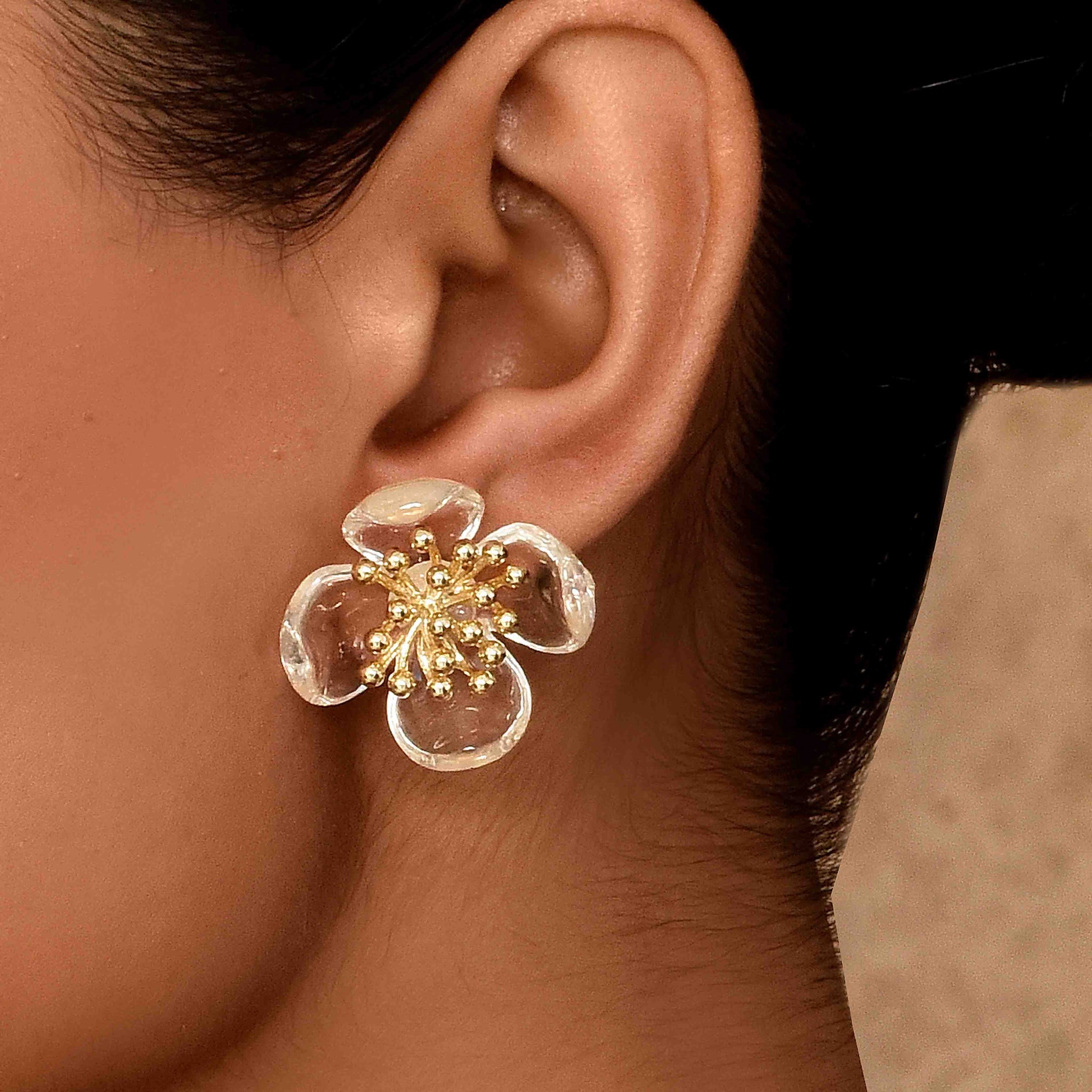 UNIHLC Clear Floral Bloom Studs